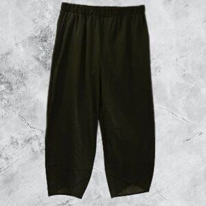 NWT E-Retro Black Cotton/Linen Tulip-Cuff Crop Pants - 2XL